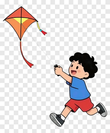 Boy Flying A Kite PNG