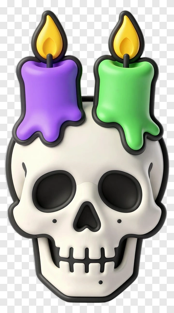 Skull With Colorful Candles PNG