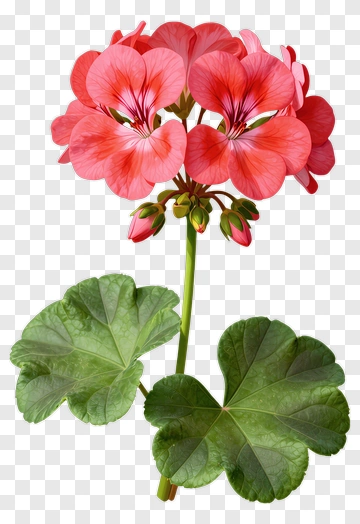 Pink Geranium Flower With Green Leaves PNG