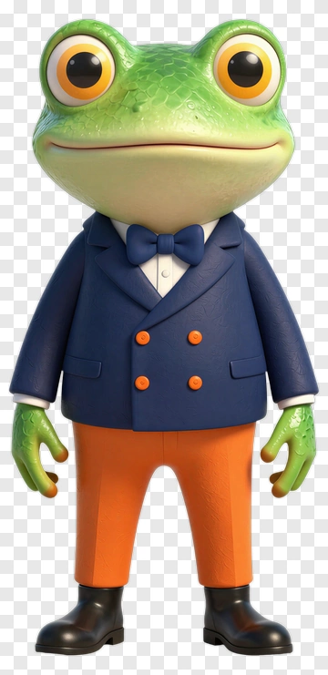 3D Frog In A Suit PNG