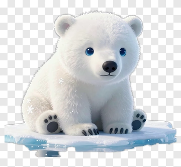 Cartoon Polar Bear Sitting On Ice PNG