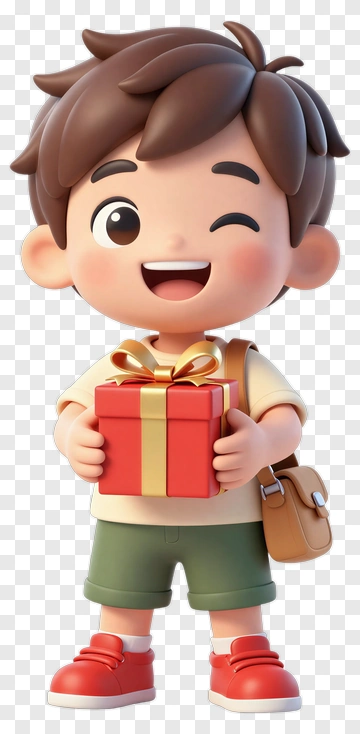 Cartoon Boy Holding A Gift Box PNG
