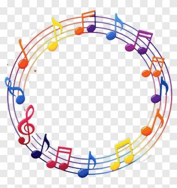 Colorful Music Notes Circle PNG