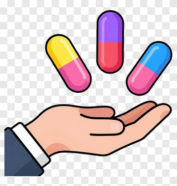 Hand Holding Colorful Capsules PNG
