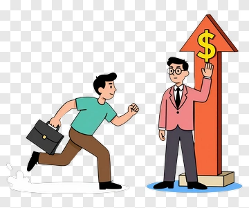 Businessman Running Towards A Financial Goal PNG