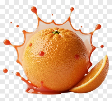 Fresh Orange With Juice Splash PNG