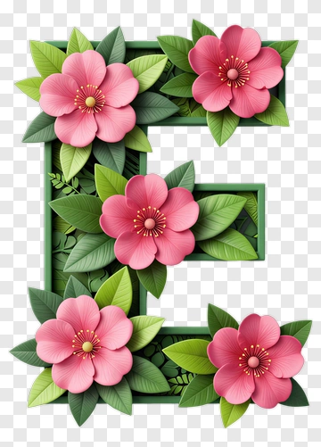Floral Letter E Design PNG