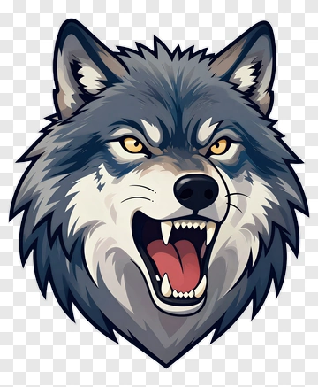 Angry Wolf Head Illustration PNG