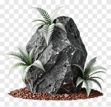 Rock Surrounded By Ferns PNG