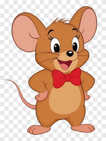 Cartoon Mouse With A Red Bow Tie PNG