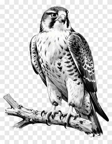 Illustration Of A Hawk Perched On A Branch PNG