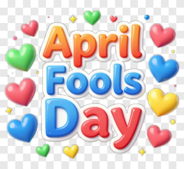 Colorful April Fools Day Text With Hearts PNG