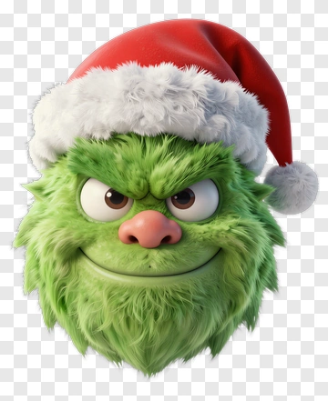 Cartoon Grinch Wearing A Santa Hat PNG
