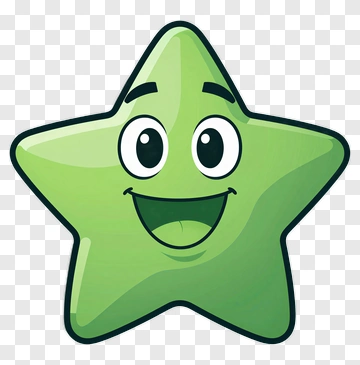 Cartoon Green Star With A Happy Face PNG