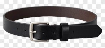 Black Leather Belt With Silver Buckle PNG