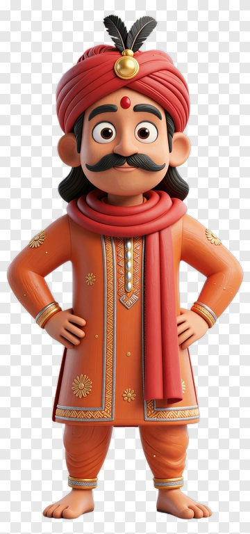 3D Cartoon Man In Traditional Indian Attire PNG