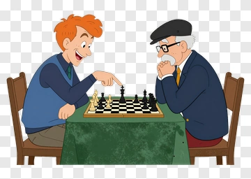 Cartoon Men Playing Chess PNG