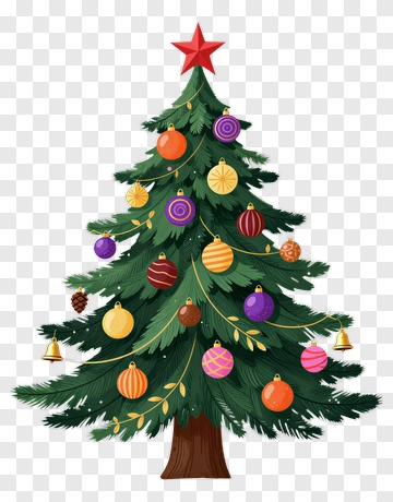 Colorful Christmas Tree With Ornaments PNG