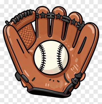 Cartoon Baseball Glove With A Ball PNG