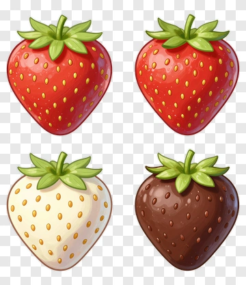 Strawberries In Various Colors PNG