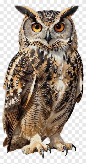 Realistic Owl With Striking Orange Eyes PNG