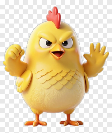 Cartoon Chicken Character With Raised Wing PNG