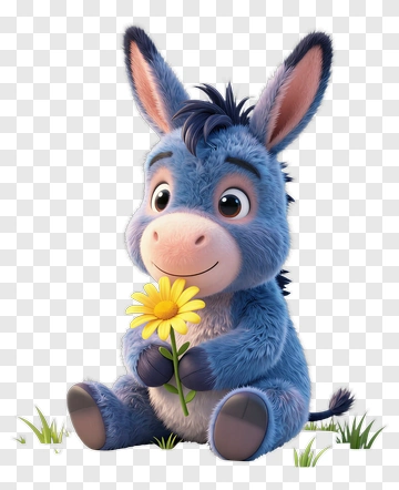 Cartoon Donkey Holding A Flower PNG