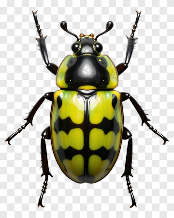 Realistic Beetle With Yellow And Black Patterns PNG