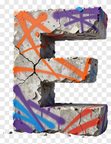 Graffiti Letter E With Cracked Concrete Effect PNG