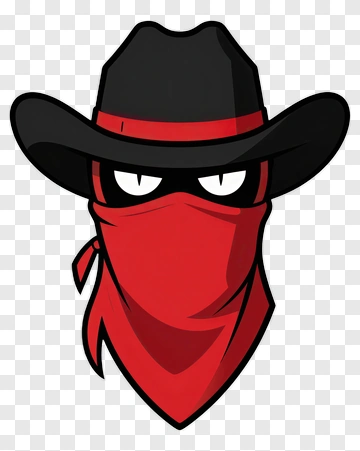 Cartoon Cowboy Mask With Red Bandana PNG