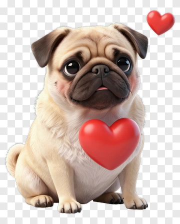 Cute Pug Dog With Heart PNG