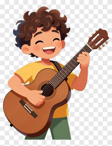 Cartoon Boy Playing Guitar PNG