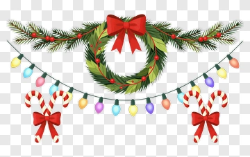Christmas Wreath With Candy Canes And Lights PNG