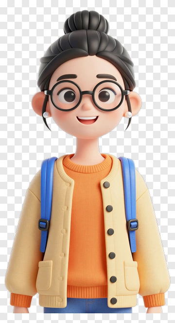 3D Student With Backpack And Glasses PNG