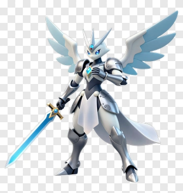 3D Angelic Knight Holding A Sword PNG