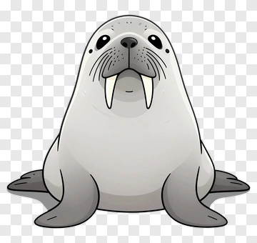 Cartoon Seal With Large Tusks PNG