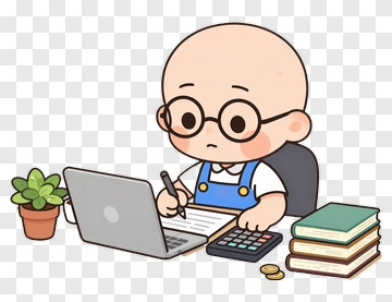 Cartoon Child Studying At A Desk PNG