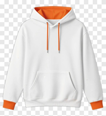 White Hoodie With Orange Accents PNG