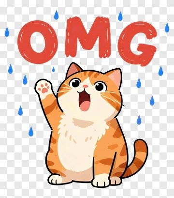 Cartoon Cat Saying Omg PNG