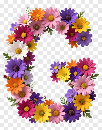 Colorful Floral Letter G PNG