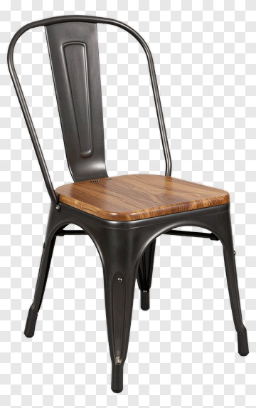 Metal Chair With Wooden Seat PNG