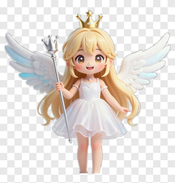 3D Angel Holding A Scepter PNG