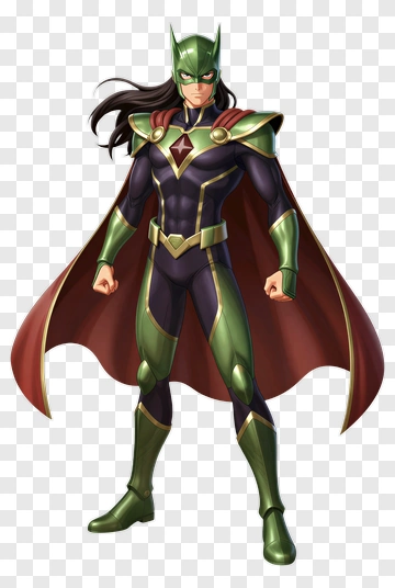 Superhero Character In Green Costume With Cape PNG