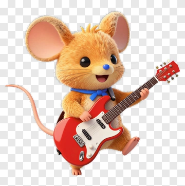 Cartoon Mouse Playing Electric Guitar PNG