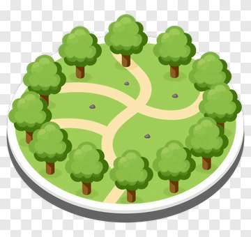 Cartoon Park With Trees And Pathways PNG