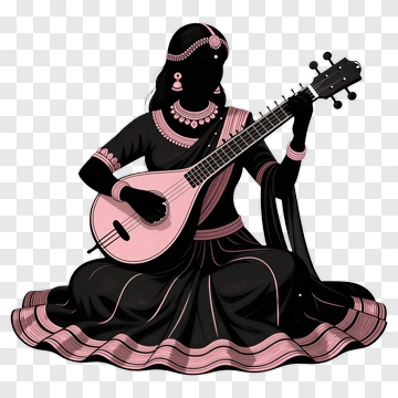 Woman Playing A Traditional Instrument PNG