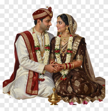 Traditional Wedding Couple In Indian Attire PNG