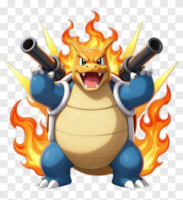 Blastoise Shooting Water Cannons PNG